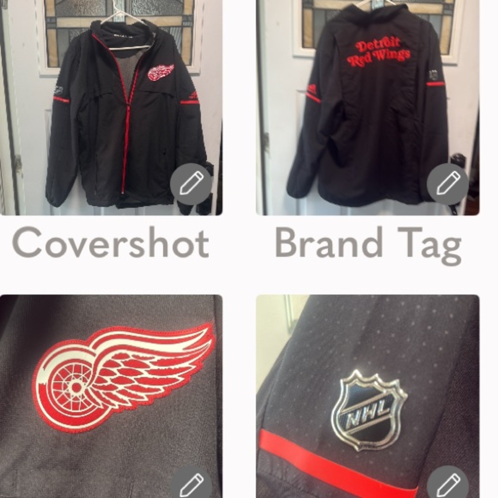 Adidas Black Windbreaker Red Wings NHL